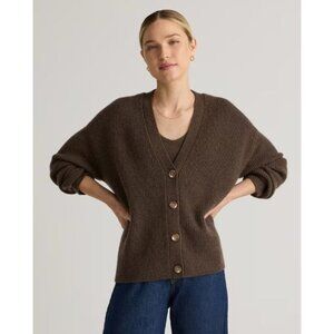 Quince Mongolian Cashmere Fisherman Cropped Cardigan Sweater XL Chocolate Brown